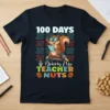 100 Days Of Driving My Teacher Nuts t-shirt featuring a cartoon squirrel in goggles holding a tablet and sitting on
