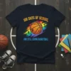 100 Days of School And Still Loving Basketball t-shirt design with rainbow brush strokes and a basketball graphic