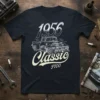 1956 Classic F100 truck blueprint design on a dark t-shirt, featuring technical details and vintage typography
