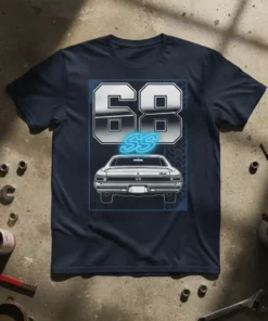 1968 SS Chevelle T-Shirt featuring the number 68 and SS text with a classic car graphic