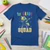 1st Grade Squad t-shirt with a dabbing unicorn graphic and colorful text for back to school