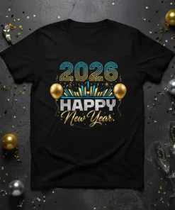 2026 HAPPY New Year creative graphic design printed on comfortable cotton t-shirt