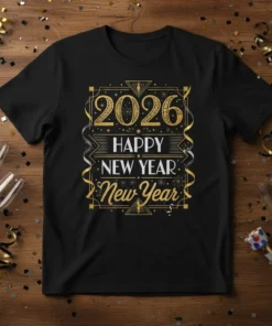 2026 Happy New Year New Year unique graphic design printed on comfortable cotton t-shirt