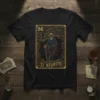 Black t-shirt featuring "26 EL NEGRITO EL NEGRITO" text and a vintage illustration of a suited man with a cane