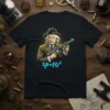 2A = FU² t-shirt design with a cartoon Albert Einstein holding a tommy gun and the equation 2A = FU²