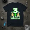3 Happy Birthday Alien T-Shirt bold graphic design printed on comfortable cotton t-shirt
