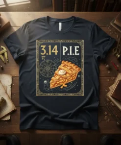 3.14 P.I.E t-shirt design with a slice of pie and mathematical symbols