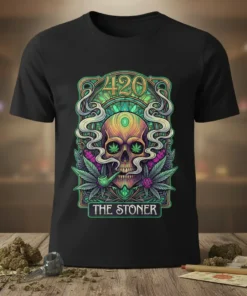 420 The Stoner detailed graphic design printed on comfortable cotton t-shirt