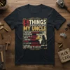 5 Things You Should Know About My Uncle T-Shirt with list of traits and illustration of uncle and child