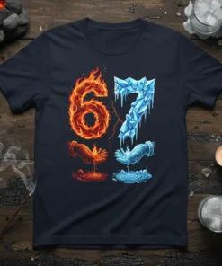 6 & 7 Fire Ice Elements bold graphic design printed on comfortable cotton t-shirt