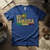 T-shirt with '62 JAMAICA text, lion head graphic, and Jamaican flag colors