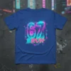 67 BRUH t-shirt with neon retro 80s cyberpunk gaming design