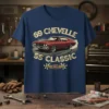 Vintage 1969 Chevelle SS Classic American Muscle car graphic on a navy blue t-shirt