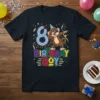 8 Birthday Boy Monkey Dabbing eye-catching graphic design printed on comfortable cotton t-shirt
