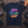 80's OLD SCHOOL Vintage design with a retro cassette tape and equalizer graphic on a navy t-shirt