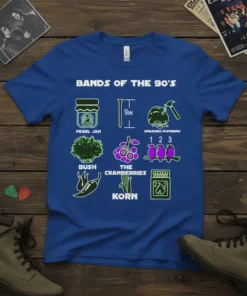 Bands of the 90's T-Shirt bold graphic design printed on comfortable cotton t-shirt