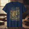 A Child of God A Woman of Faith A Warrior of Christ quote with lion and warrior graphic on navy