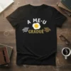 A ME-U GRADUÉ graduation t-shirt with an egg and graduation caps graphic