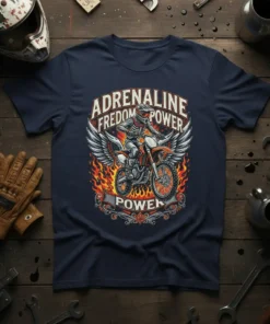 ADRENALINE FREEDOM POWER POWER creative graphic design printed on comfortable cotton t-shirt