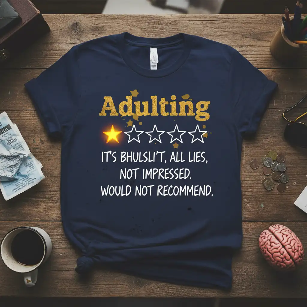 Adulting ☆ IT'S BHULSI'T, quote printed with stylish graphic on durable material t-shirt design