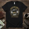 Adventure Awaits Explore The Unknown text with yellow jeep and mountains graphic on black t-shirt