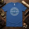 Nautical Emporium t-shirt with "Adventure Awaits Ocean Exploration" text and anchor graphic, vintage nautical style