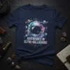 Astronaut helmet graphic with text "ADVENTURES IN ASTRO-BALLOONING" and planets, representing space exploration and adventure