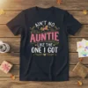 Ain't No Auntie Like The One I Got quote with a horse graphic on a dark t-shirt