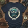 Alaska Ketchikan Est 1900 t-shirt design with a bear, mountains, and aurora borealis graphic