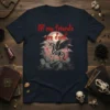 All My Friends Are Dead t-shirt with a skeleton winged unicorn in a graveyard scene