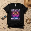 ALOHA THE BEACH IS text design featuring eye-catching typography on quality t-shirt