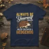 Always Be Yourself Unless You Can Be A Hedgehog quote with a cute hedgehog graphic on a navy t-shirt