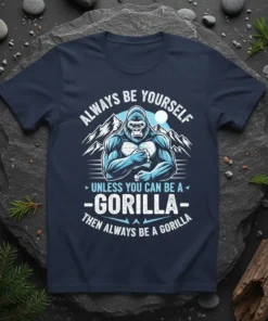Always Be Yourself Unless You Can Be A Gorilla T-Shirt with a powerful gorilla graphic and motivational quote