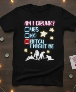 AM I DRUNK YES text design featuring unique typography on quality t-shirt
