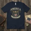 America God Shed His Grace On Thee T-Shirt design featuring an eagle crest and patriotic imagery
