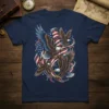 American Eagle Flag Design T-Shirt with three eagles and the US flag graphic