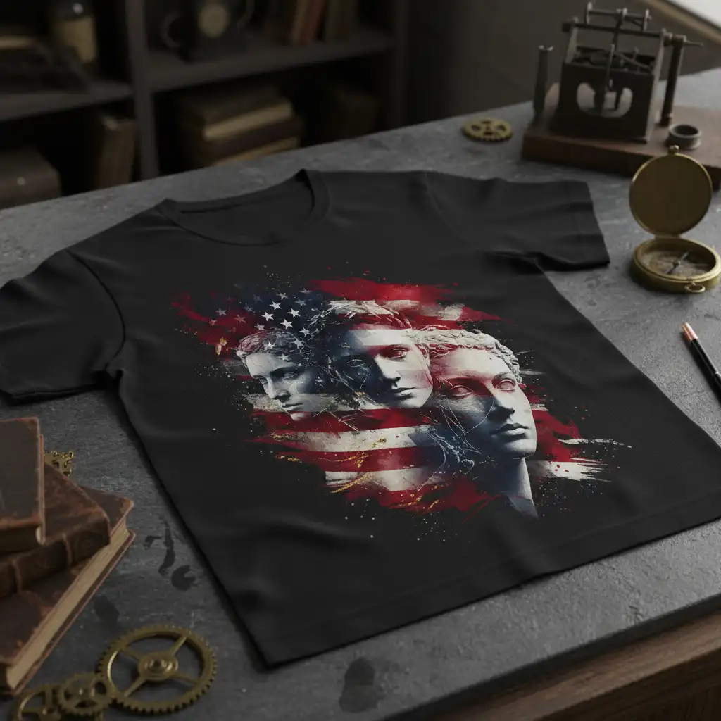 American Flag Busts Patriotic Tee eye-catching design printed on durable material creating a standout t-shirt