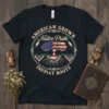 American Grown Native Pride Inupiat Roots t-shirt design with a tree showing the US flag and roots, surrounded by tribal