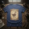 Steampunk anatomy of a goose t-shirt design with detailed mechanical labels like "Wings of Doom" and "Honk Box."