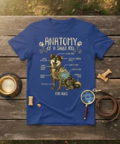 Anatomy of a Shiba text design featuring unique typography on quality t-shirt