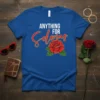 Anything For Selenas t-shirt design with a red rose graphic and bold white and red text