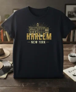 Apollo Harlem New York T-Shirt featuring the iconic Apollo Theater building graphic with text