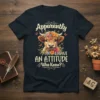 Apparently I Have An Attitude Who Knew? cow t-shirt design with floral wreath and butterflies