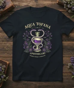 Aqua Tofana Apothecary Women-Owned & Operated eye-catching graphic design printed on comfortable cotton t-shirt