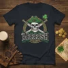 Arrrish Lucky Rogue pirate skull t-shirt with crossed swords and shamrock, St. Patrick's Day design