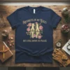 Navy blue t-shirt with "Arthritis in My Knees BUT STILL DOWN TO PLEASE" text and floral knee graphic