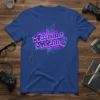 Assume Nothing retro neon graphic t-shirt with stylized city skyline background