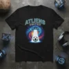 Atliens United text above a UFO beaming down a soccer ball, set against a colorful galaxy background