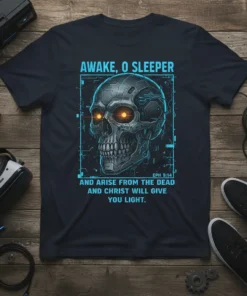 AWAKE, O SLEEPER AND text design featuring bold typography on quality t-shirt