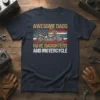Awesome Dads Have Daughters And Motercycle t-shirt with a motorcycle and American flag graphic